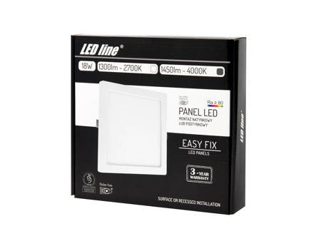 Panel lampa LED Easy Fix kwadrat 18W 4000K 220-260V AC | 21x21cm